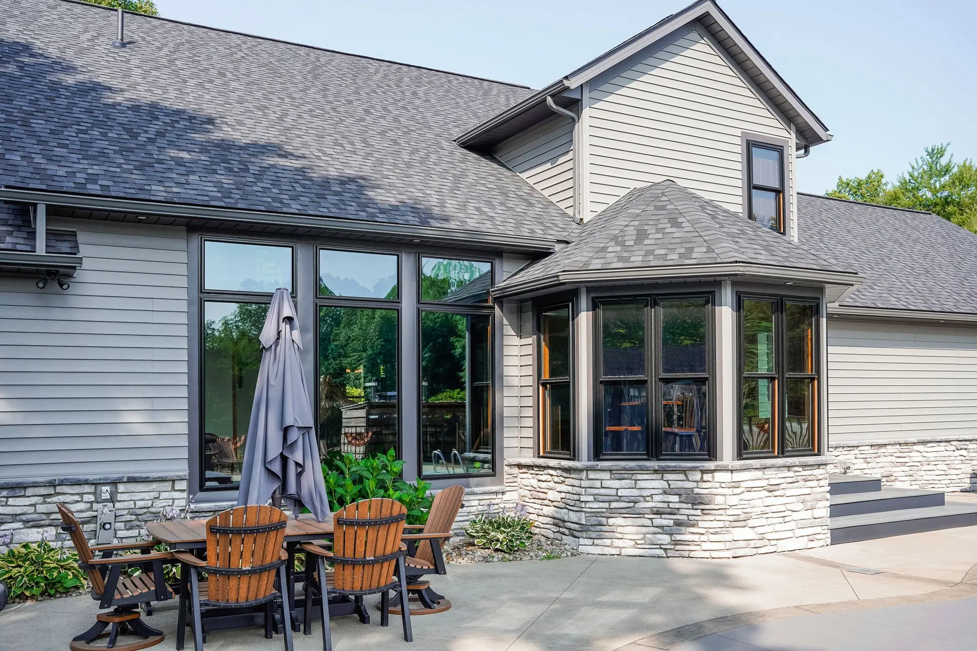 Modern home with large windows