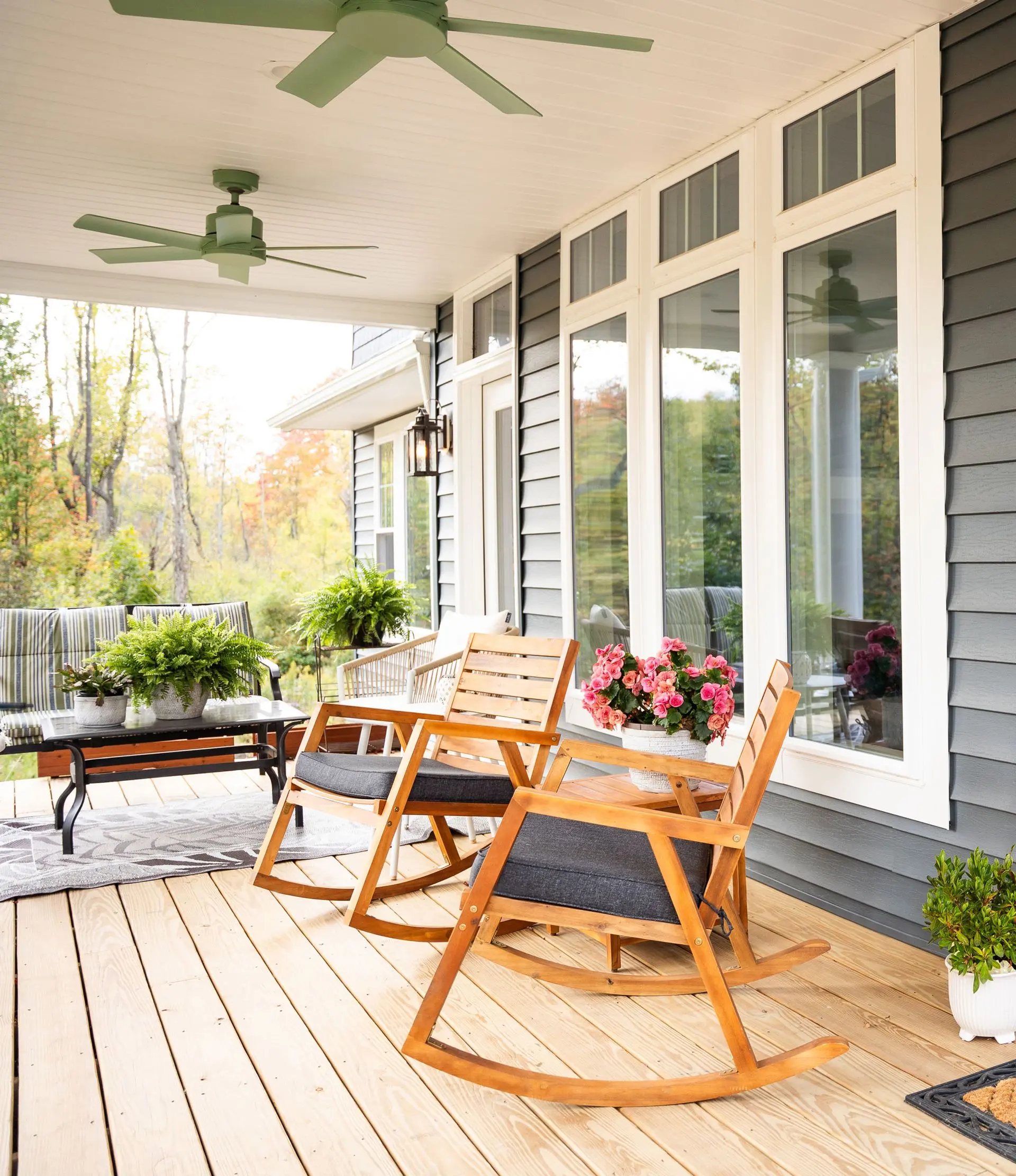 New windows on a covered porch